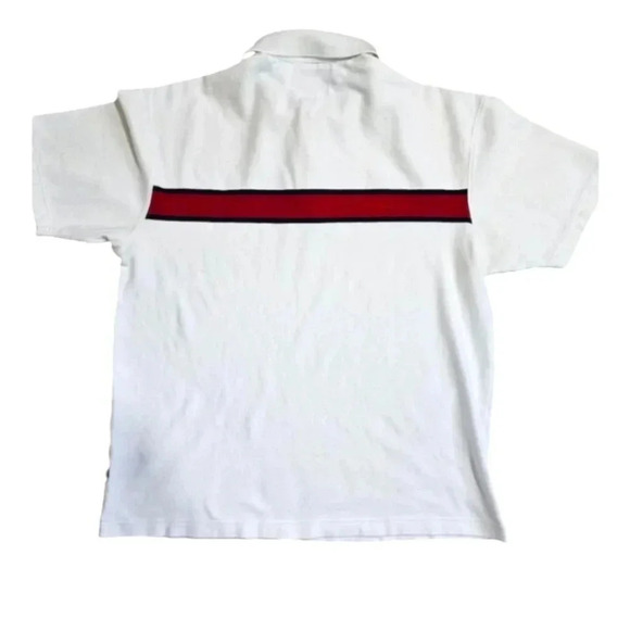 VTG Tommy Hilfiger Mens L Polo Shirt Red Stripe White 90s Preppy Sporty Tee - Picture 5 of 8